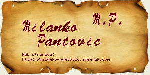 Milanko Pantović vizit kartica